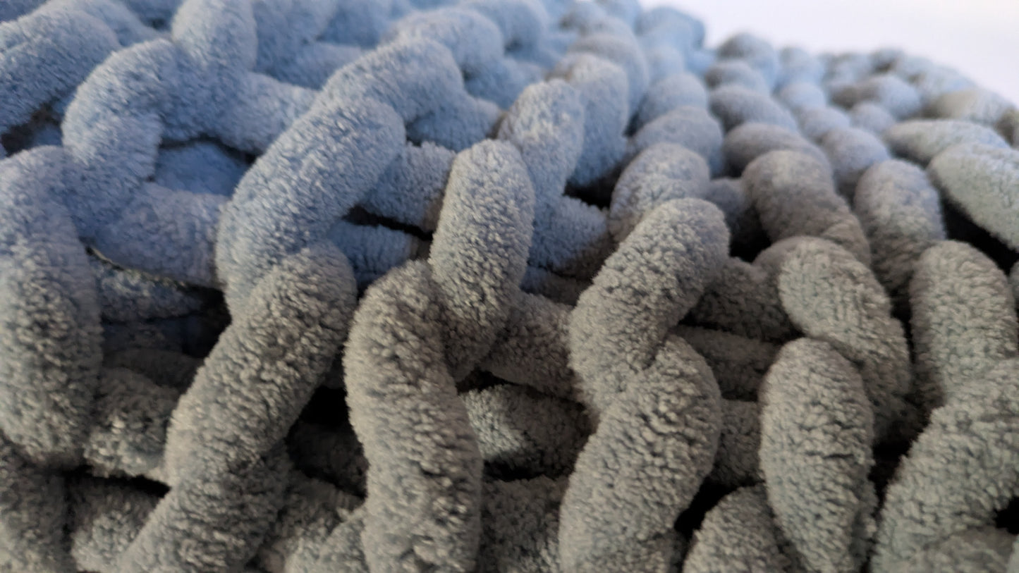 Dusty Blue Chunky Knit Blanket