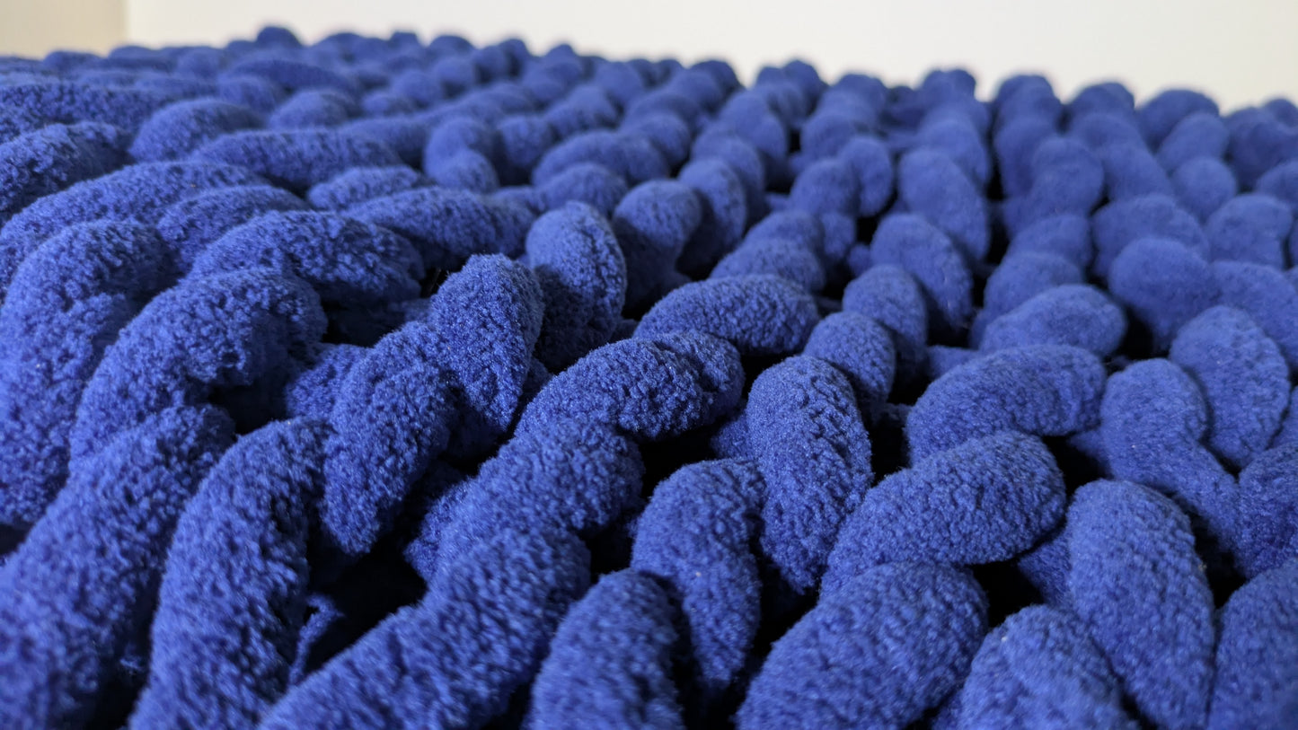 Bright Blue Chunky Knit Blanket