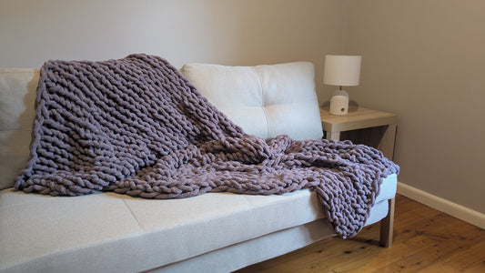 Dusty Purple Chunky Knit Blanket
