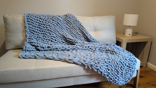 Dusty Blue Chunky Knit Blanket