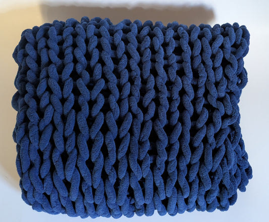 Bright Blue Chunky Knit Blanket
