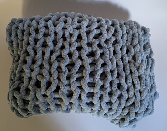 Dusty Blue Chunky Knit Blanket